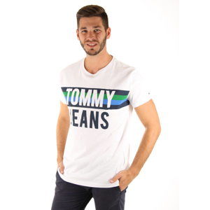 Tommy Hilfiger pánské bílé tričko Colorblock - XL (100)